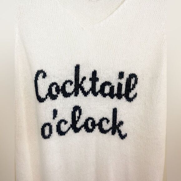 Wooden Ships Cocktail O'Clock V-Neck Lightweight sweater in cream. XS NWT - Picture 2 of 7